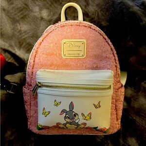 Disney thumper loungefly backpack, pink and white
